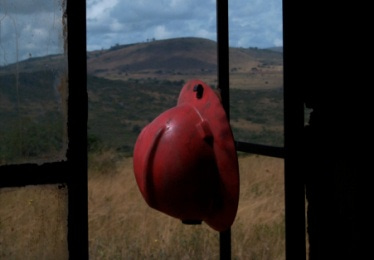 Mining Hat in window Mining Hat in window