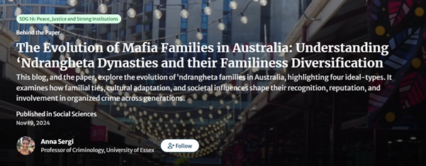 The Evolution of Mafia Families in Australia: Understanding ‘Ndrangheta Dynasties and their Familiness Diversification