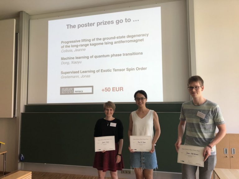 Jeanne Colbois, Xiaoyu Dong and Jonas Gentlemann with their post prize certificates