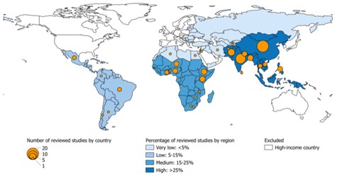Figure 1. Geographic representation of studies included in the systematic review