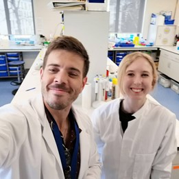 Photo 2: Me and Ignacio setting up samples for flow cytometric analysis at the University of Roehampton