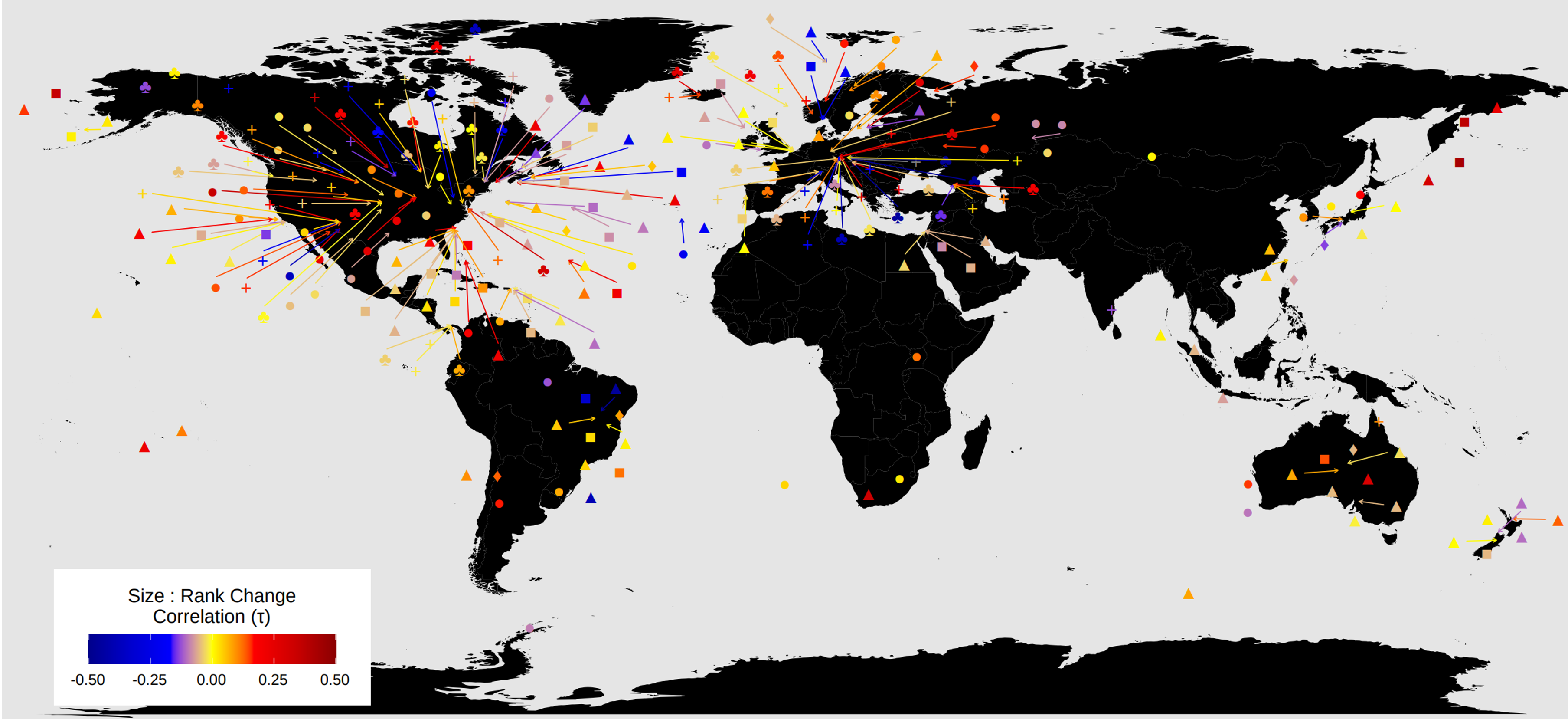 World map showing distribution of studies
