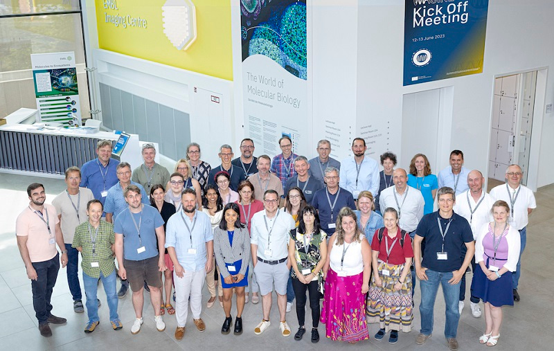 Group photo from above showing the team involved in the IMAGINE project kick-off meeting.