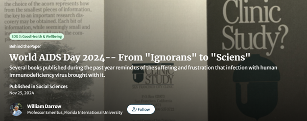World AIDS Day 2024-- From "Ignorans" to "Sciens"