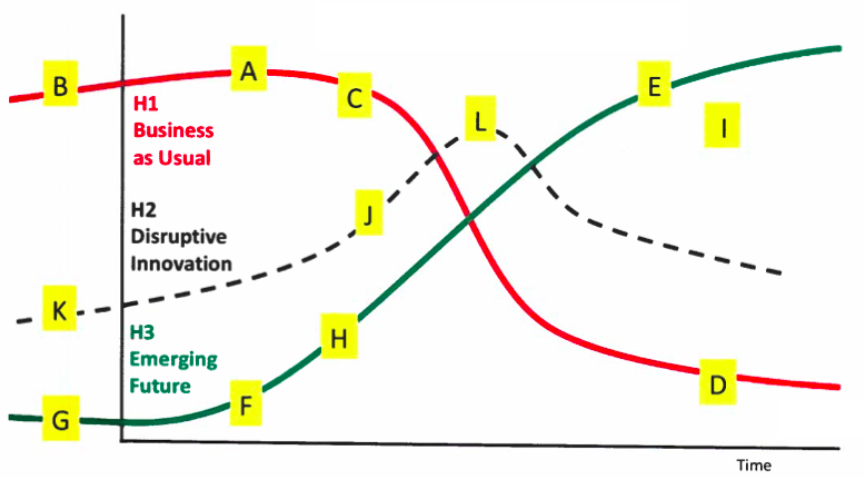 Detailed questions within a Three Horizons Thinking Framework