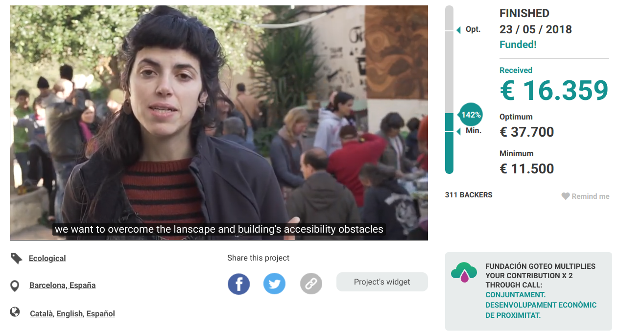 Example of a Goteo match-funding campaign. Example of a Goteo match-funding campaign.