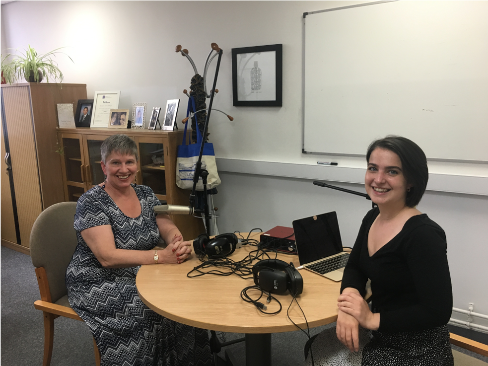 Elif interviewing Professor Greta Defeyter for her podcast 'Deprivation Discourse'