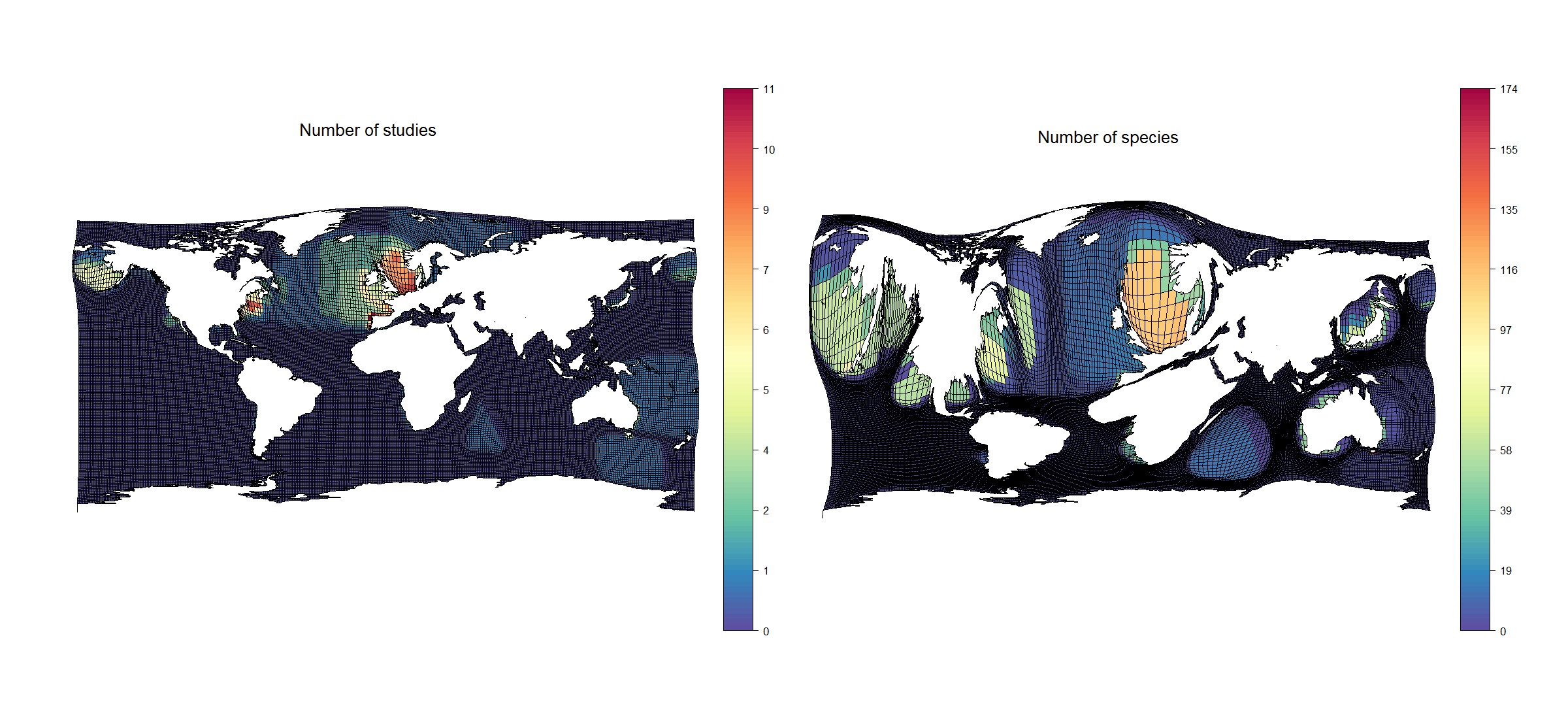 Geographical biases in the published data on species range shifts for marine systems Geographical biases in the published data on species range shifts for marine systems