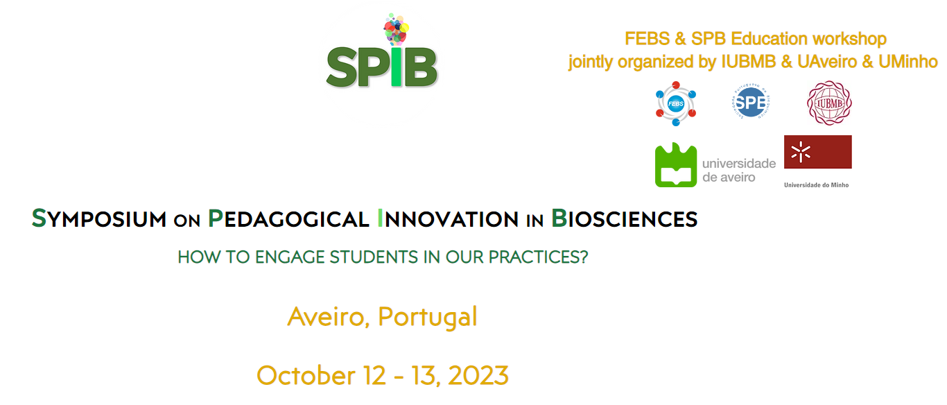 Symposium on pedagogical innovation in biosciences - how to engage students in our practices? Poster image highlighting the title, date and location of the Symposium on pedagogical innovation in biosciences - how to engage students in our practices?