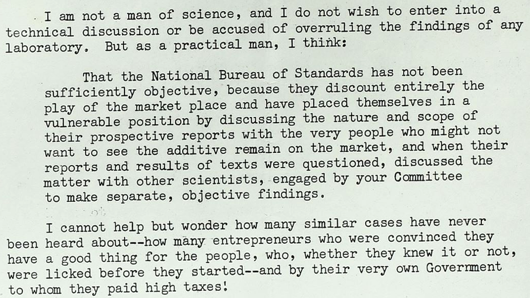 Excerpt of Statement by Secretary of Commerce Sinclair Weeks Statement before the Select Committee on Small Business, U.S. Senate, March 31, 1953