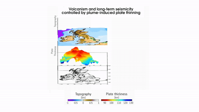 Lithospheric thinning in the British Isles, 3D animation