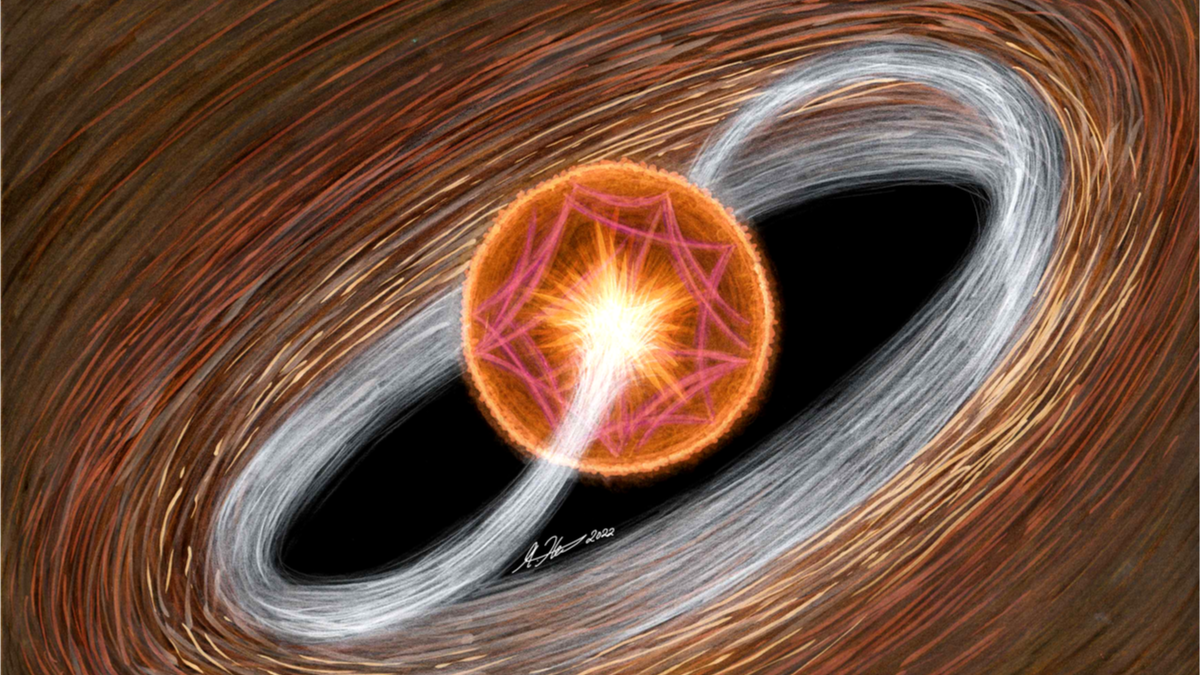 Artist impression of a young pulsating star.
