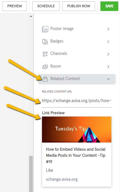Adding Related Content in the editor