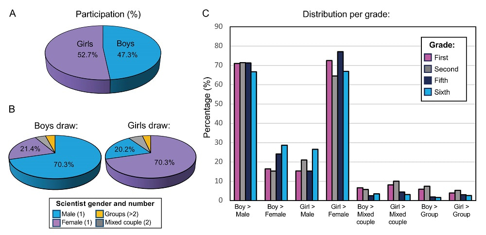 Graphs showing the analysis of gender stereotypes.