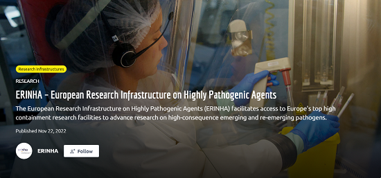 ERINHA – European Research Infrastructure on Highly Pathogenic Agents Screengrab of the post ERINHA – European Research Infrastructure on Highly Pathogenic Agents