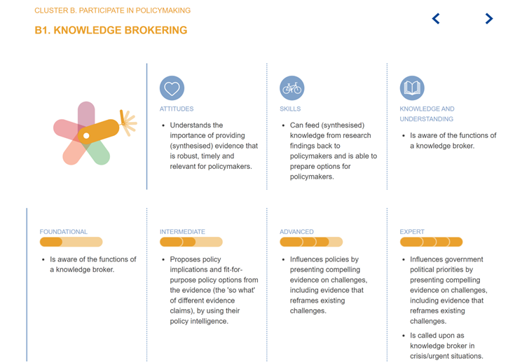 Image showing brief definitions in text of an example of a competence: Knowledge Brokering