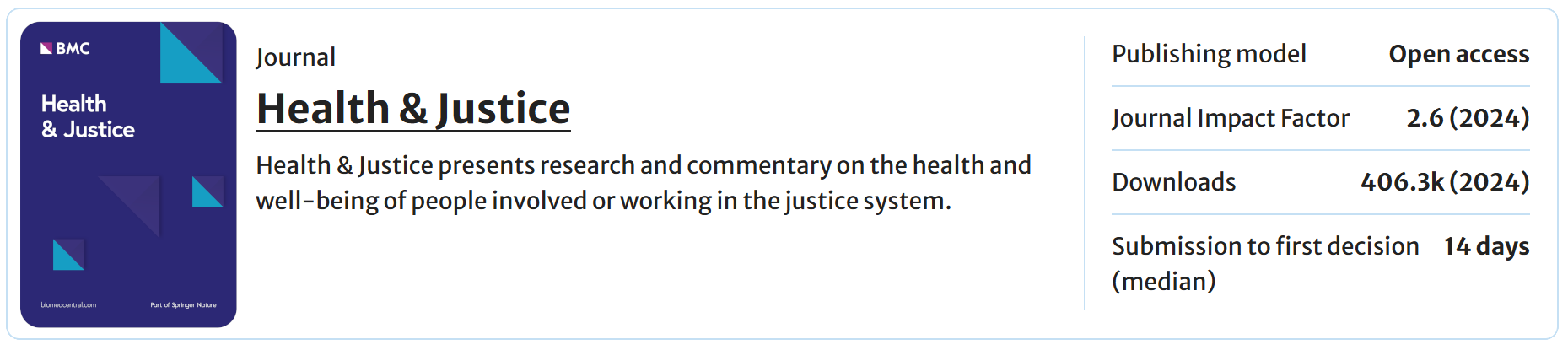 Health & Justice Health & Justice - Journal Information