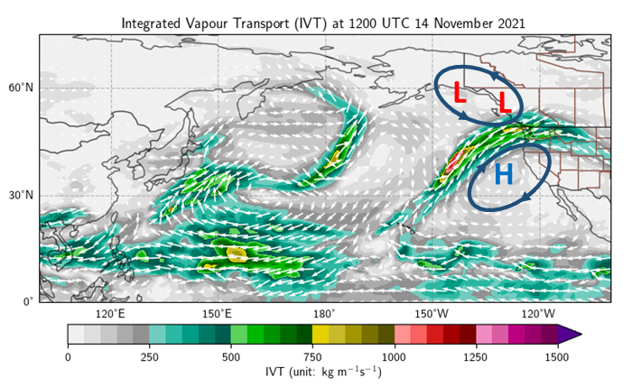 Integrated vapour transport valid at 1200 UTC 14 November 2021
