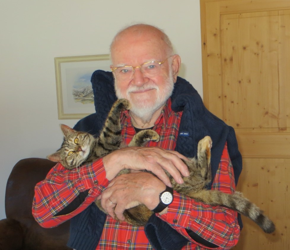 Professor Guy Dirheimer and Felix the cat