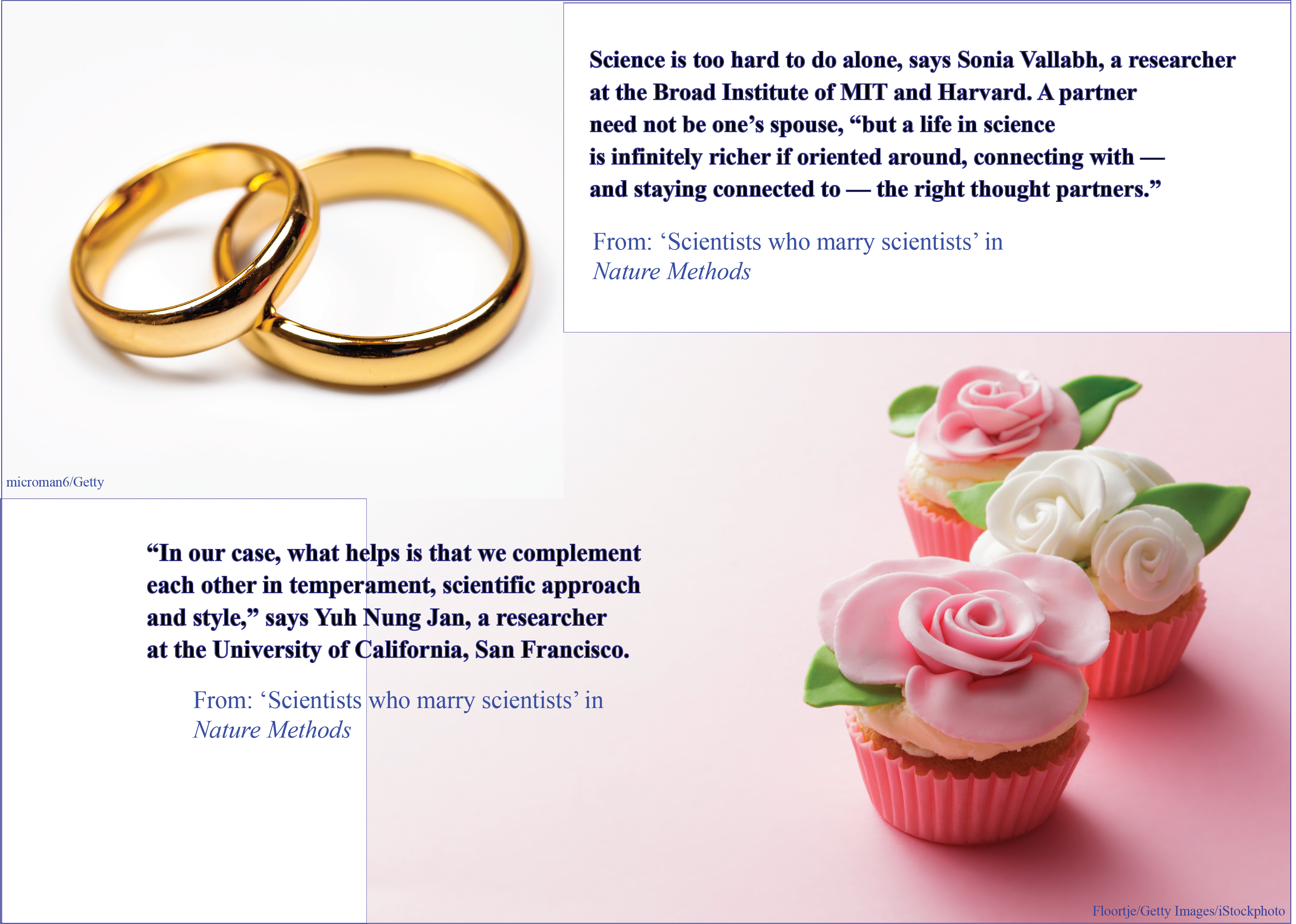 A composite image with some quotes from scientists who have married other scientists