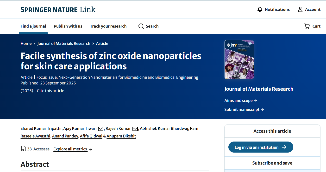 Cilt bakım uygulamaları için çinko oksit nanoparçacıklarının kolay sentezi