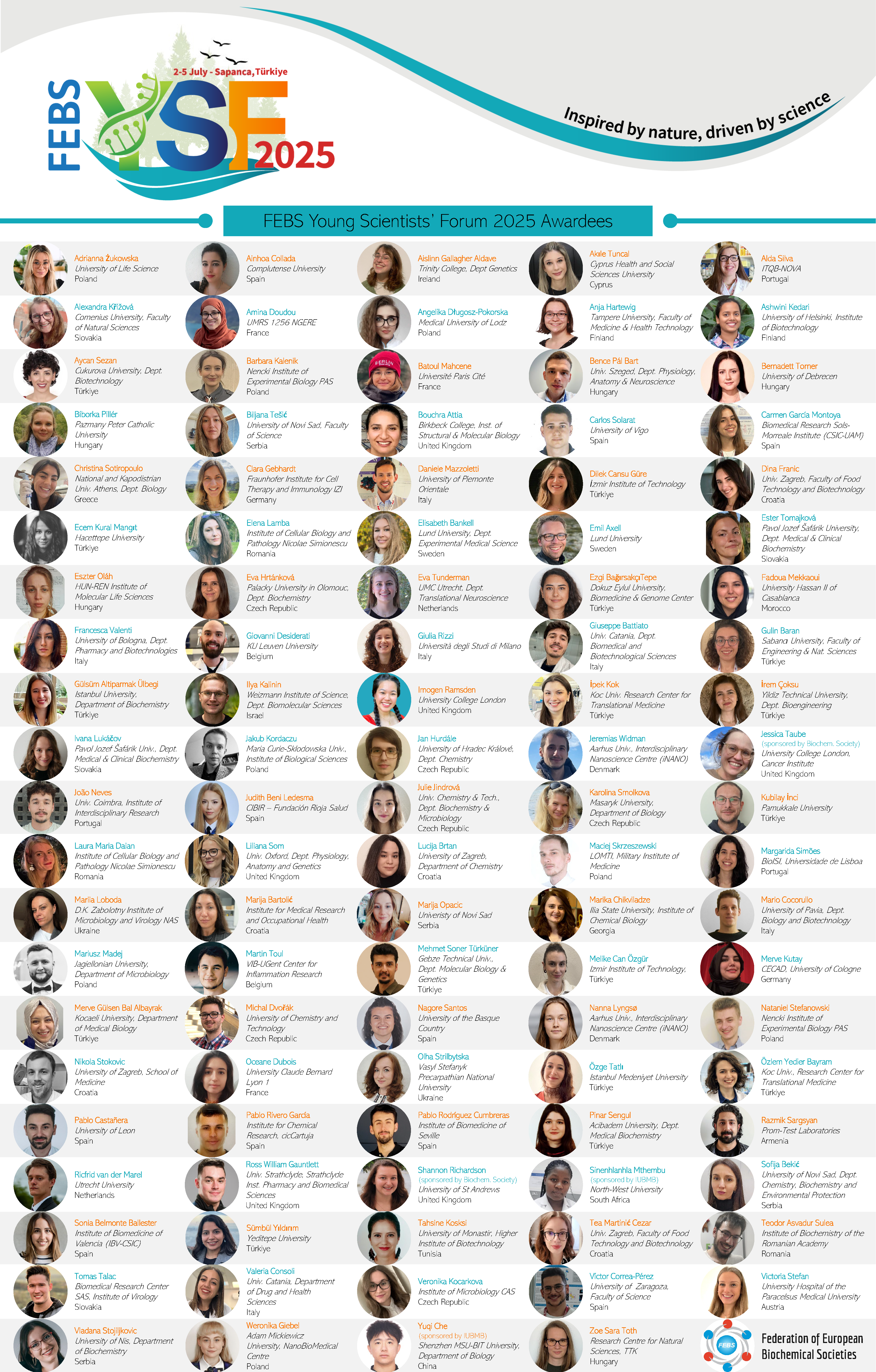 Portrait photos of the YSF 2025 awardees