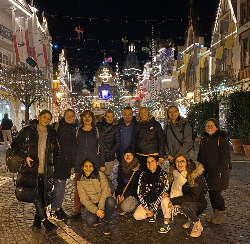 Group photo, at night.