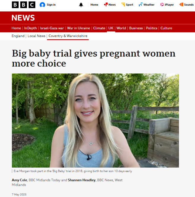 Big Baby Trial featured in BBC News