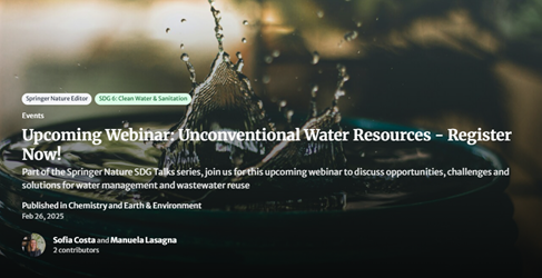 Upcoming Webinar: Unconventional Water Resources - Register Now! Upcoming Webinar: Unconventional Water Resources - Register Now!