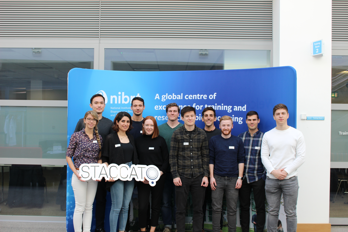 Photo of all early stage researchers at the first meeting in Dublin, in November 2019, at NIBRT.