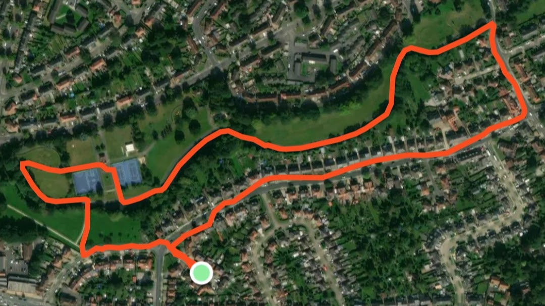 A Strava map of my first run