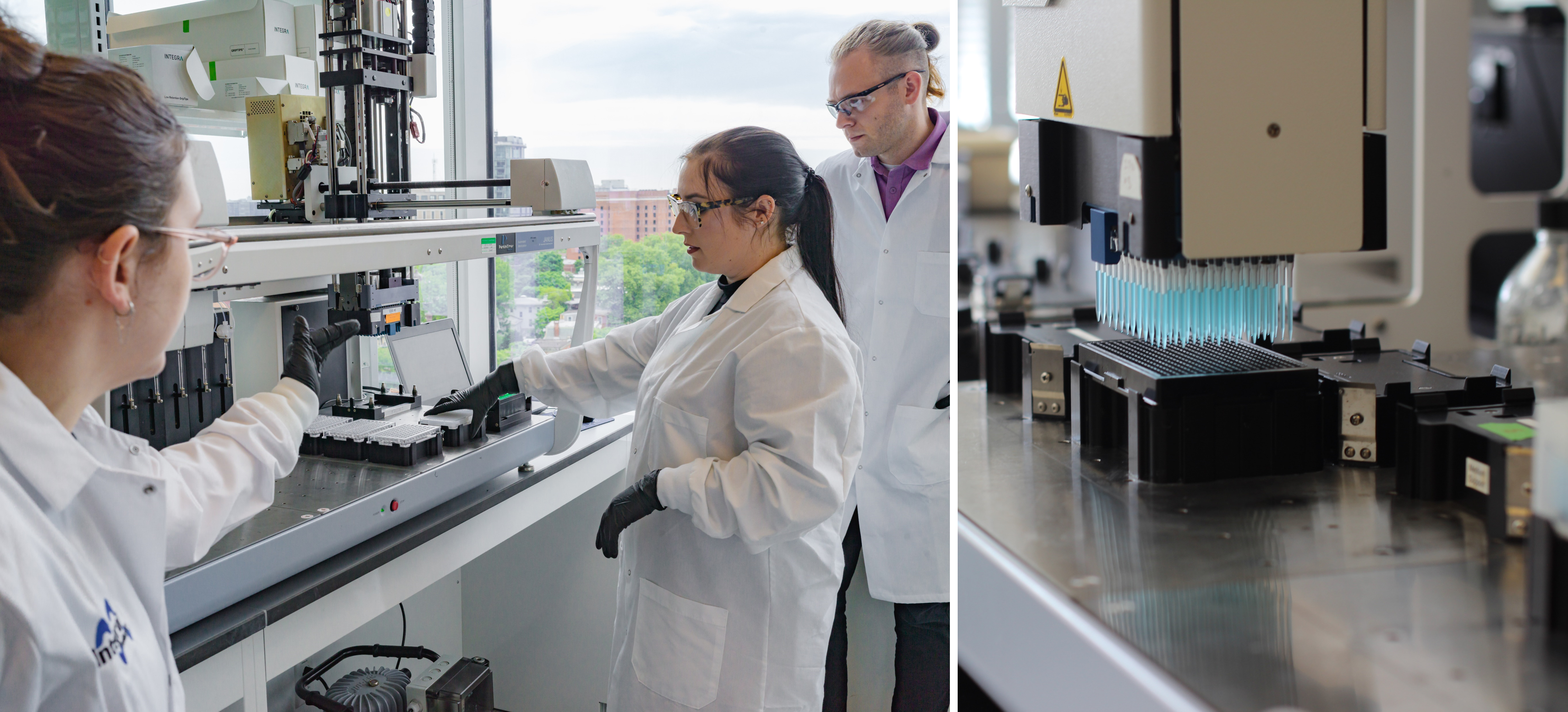 A photograph of scientists at Integral Molecular using high-throughput methods for detailed antibody characterization. 