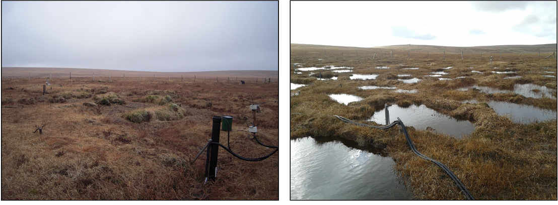 Flat Tor Pan, before and after comparison photos showing dendritic erosion features becoming disconnected pools.