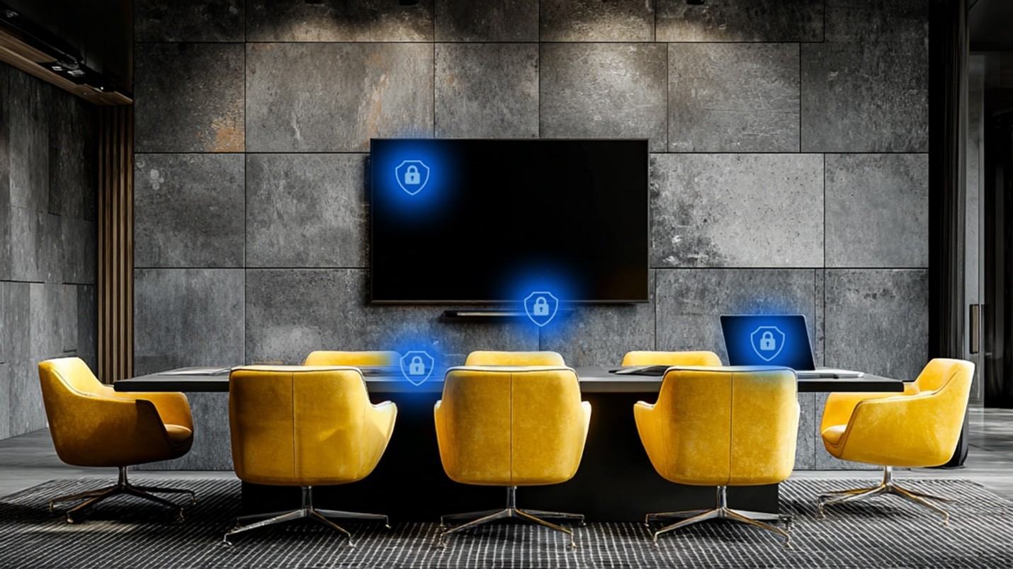 A secure meeting room with hardware-level cybersecurity