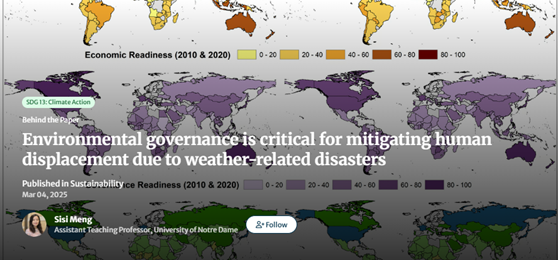 Environmental governance is critical for mitigating human displacement due to weather-related disasters Environmental governance is critical for mitigating human displacement due to weather-related disasters