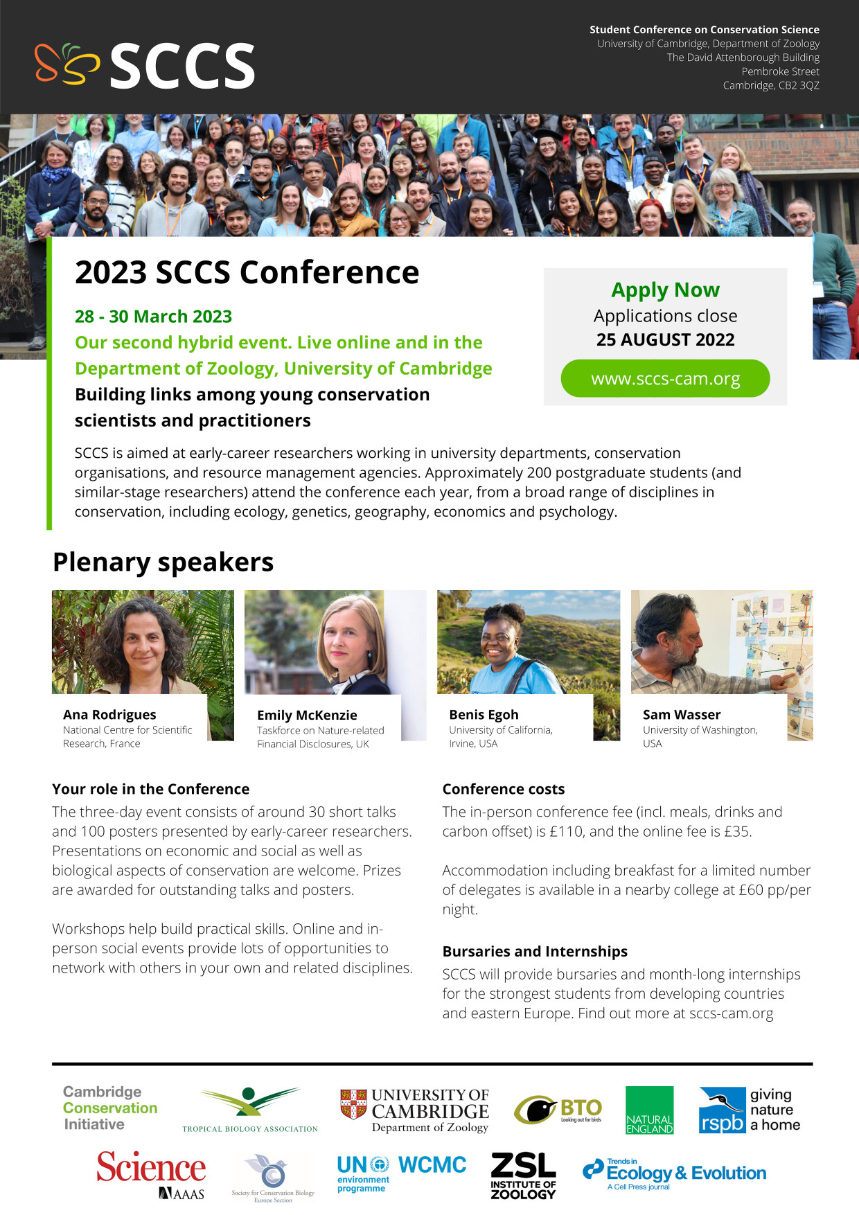 SCCS 2023 call Details of SCCS Cambridge 2023 application process - see main text on WildHub