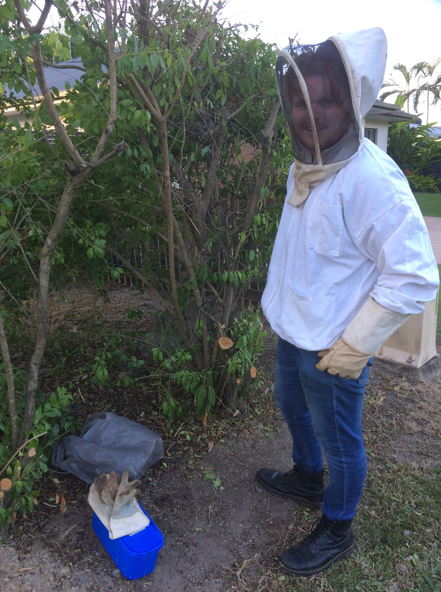 Thomas Hagan collecting bees