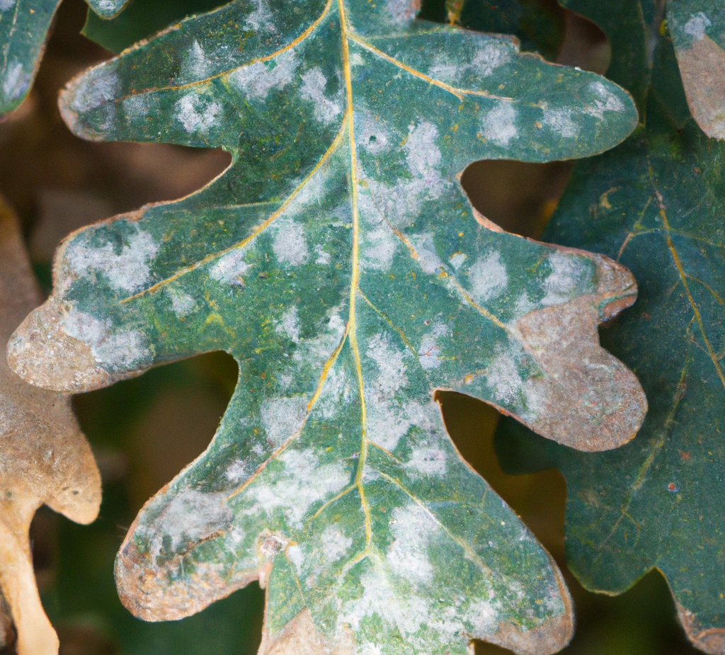 Fig 3. Oak leaves with powdery mildews