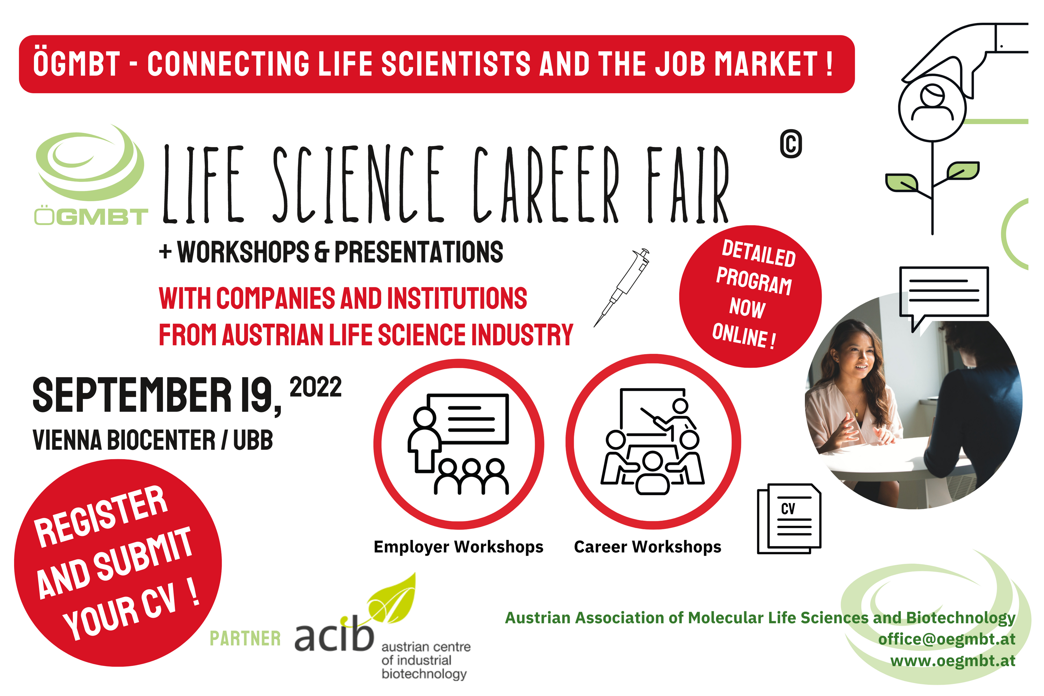 Poster for the ÖGMBT LIFE SCIENCE CAREER FAIR©