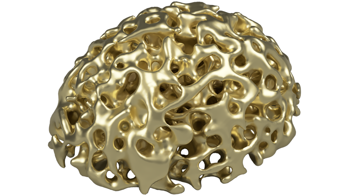 Image of a computer-generated gold nanosponge