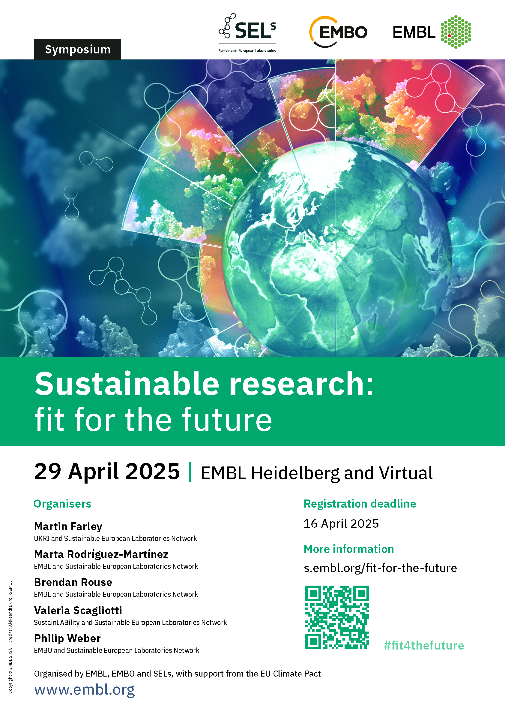 Symposium poster with a top image, poster, speaker information, event details and registration QR code.