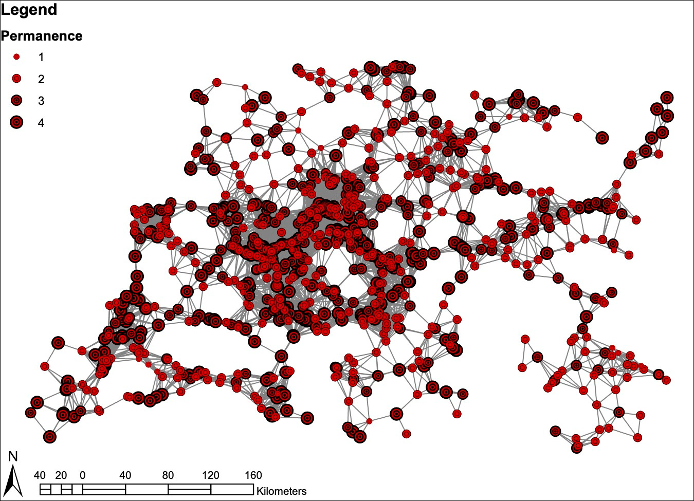 Network of water sources in the study area