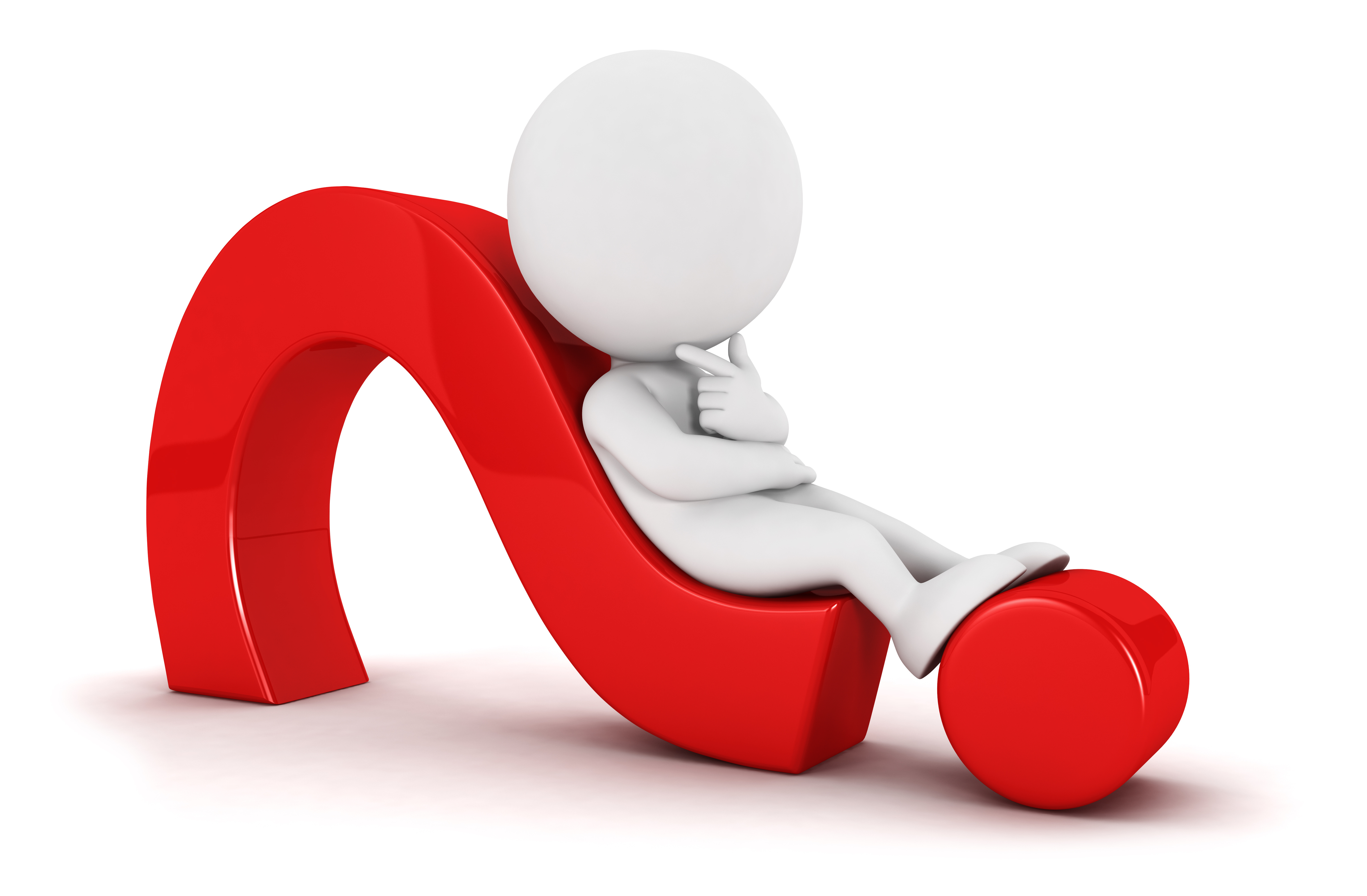 One person sitting on a question mark.