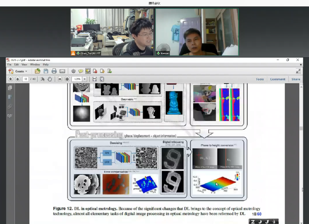 Professor Qian was revising the manuscript with Professor Zuo through video conference.