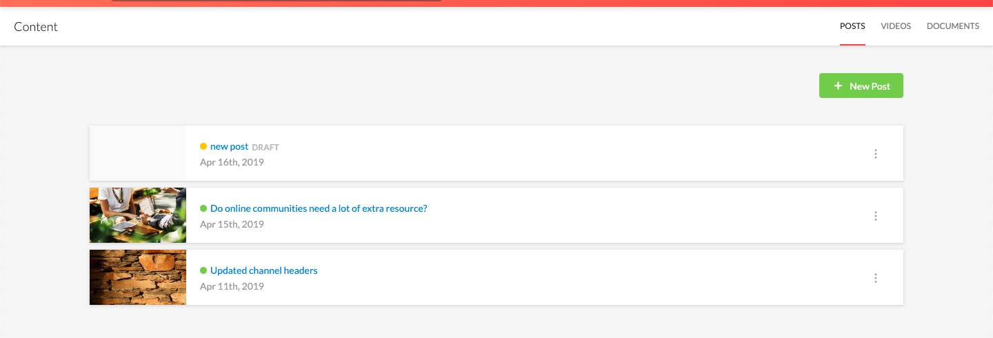 Published content list