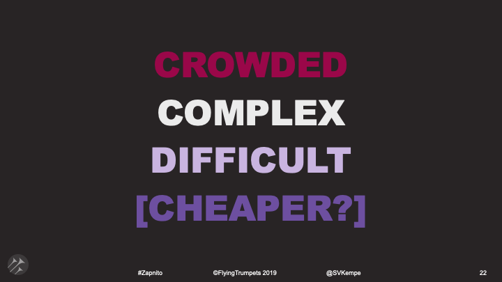 Crowded, complex, difficult and cheaper