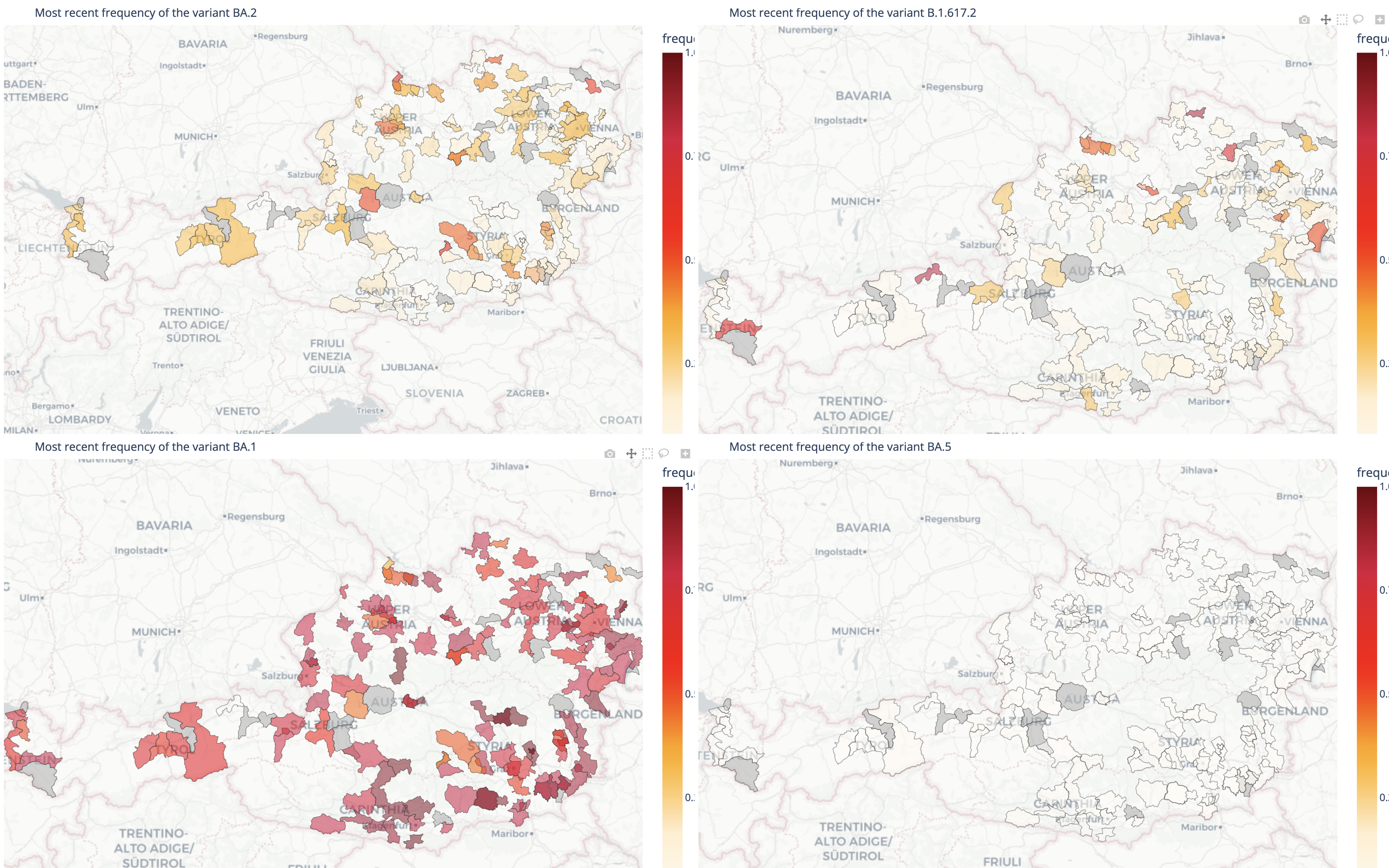 Austrian Map: Variants quantification for first week in February 2022