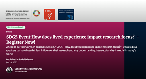 SDG5 Event:How does lived experience impact research focus? - Register Now! SDG5 Event:How does lived experience impact research focus? - Register Now!