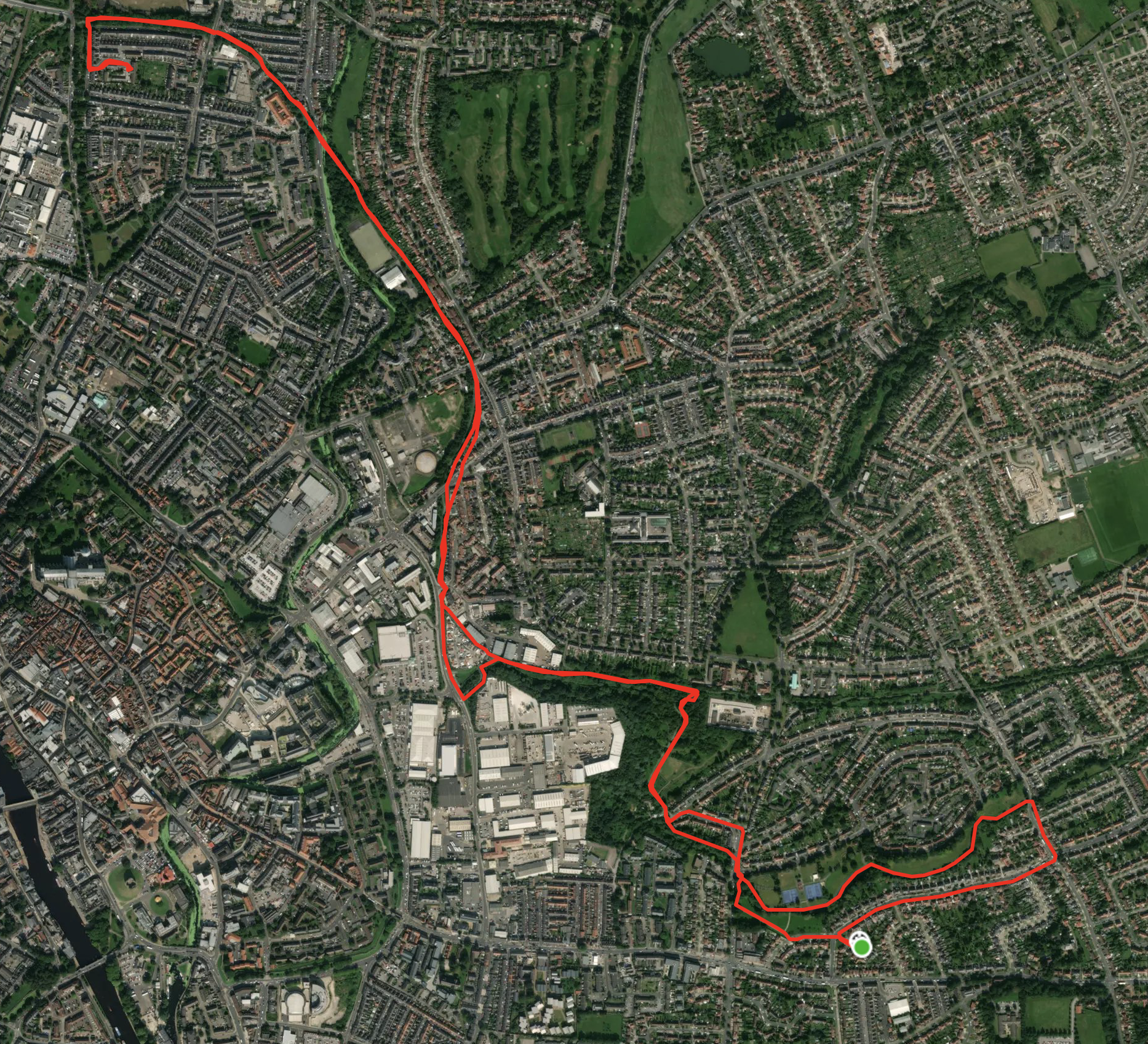 A Strava map of my 5.5 mile bike ride.