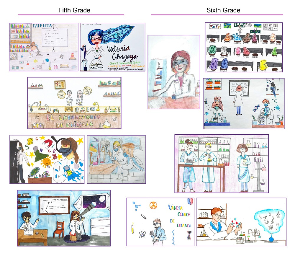 Collection of drawings from the children participating in the competition.